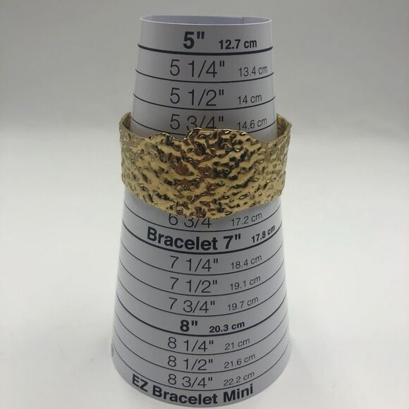 18K Gold Plated Women's Cuff Bracelet Modern Textured Look Hypoallergenic - Picture 10 of 12